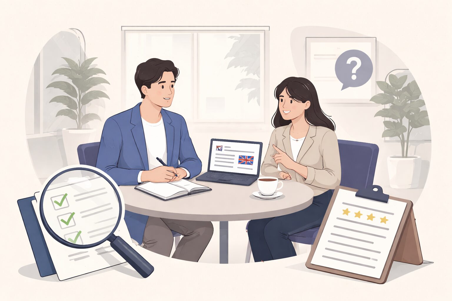 GABA英会話の無料体験レッスン受講者とカウンセラー