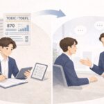 英会話レッスンを試験対策に活用しているイメージ