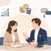GABAマンツーマン英会話の効果・料金・評判をまとめて解説するイメージイラスト